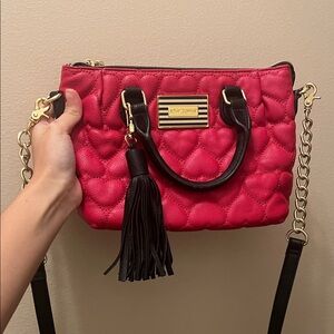 Betsey Johnson Red Heart Quilted Crossbody Bag